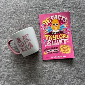 Self-love Era Pink and White Mug with Taylor Swift Book